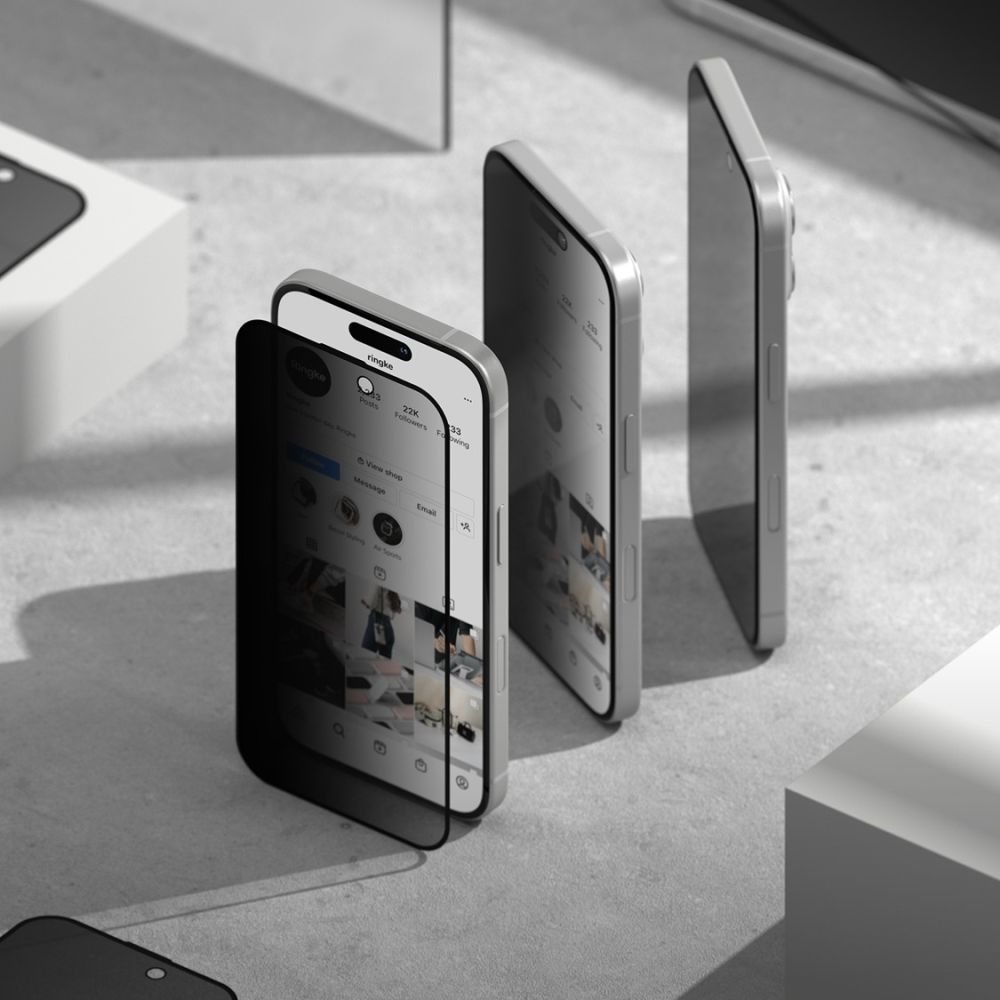 Szkło prywatyzujące na ekran z aplikatorem Ringke Easy Slide 2-Pack Privacy do Apple iPhone 16 / iPhone 15, 2 sztuki
